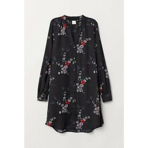 H&M | Black Floral Shirt Dress